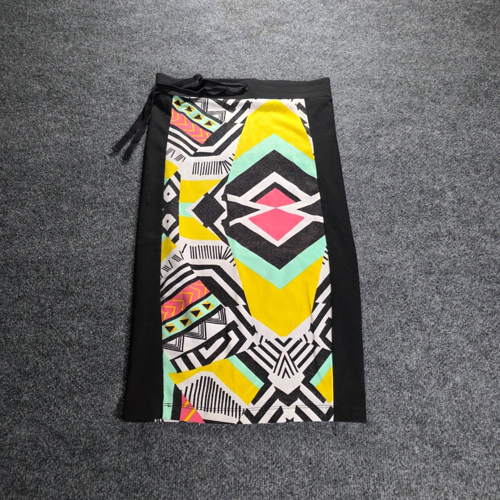 Bongo Geometric Tribal Print Pencil Skirt‎ Medium Multi Color Y2K Bodycon Womens
